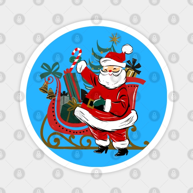 Mid-Century Santa & Sleigh Magnet by Pop Fan Shop